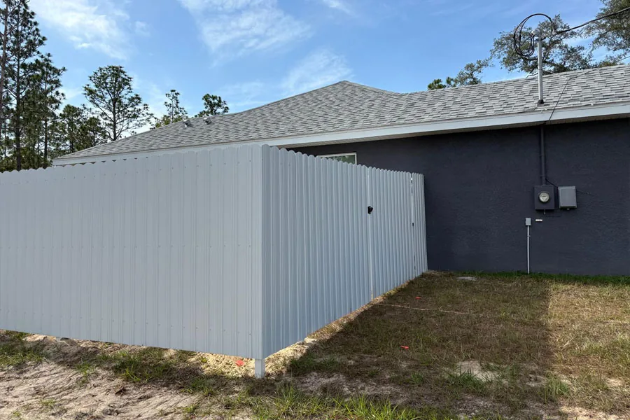 White Durafence privacy fence beside a home